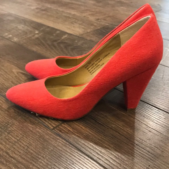 Kimchi Blue Shoes - Kimchi Blue Coral Red Fabric Heels